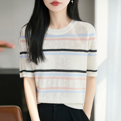 Striped Crewneck Knit Tee