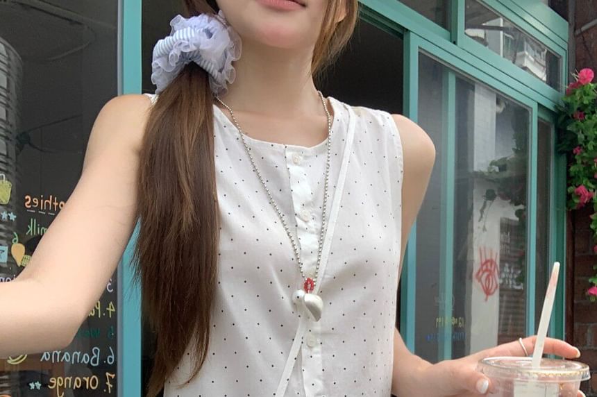 Dotted Frill Sleeveless Top