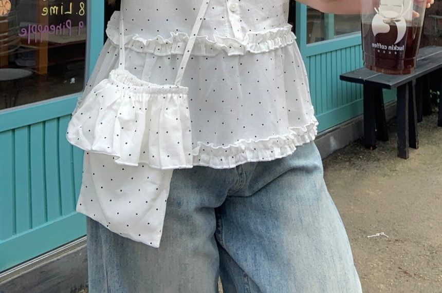 Dotted Frill Sleeveless Top