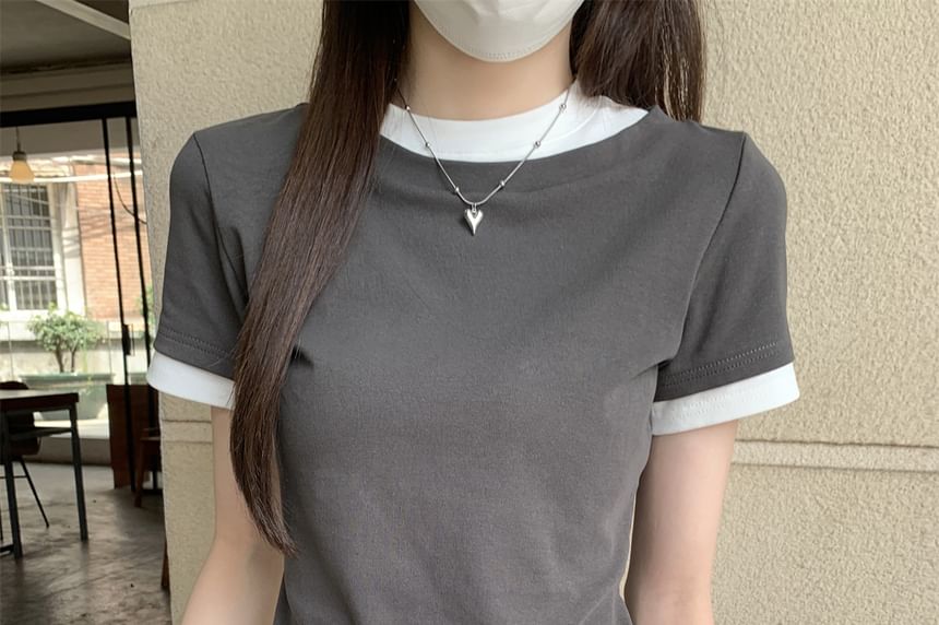 Faux Two-Piece Crewneck Stripe Tee