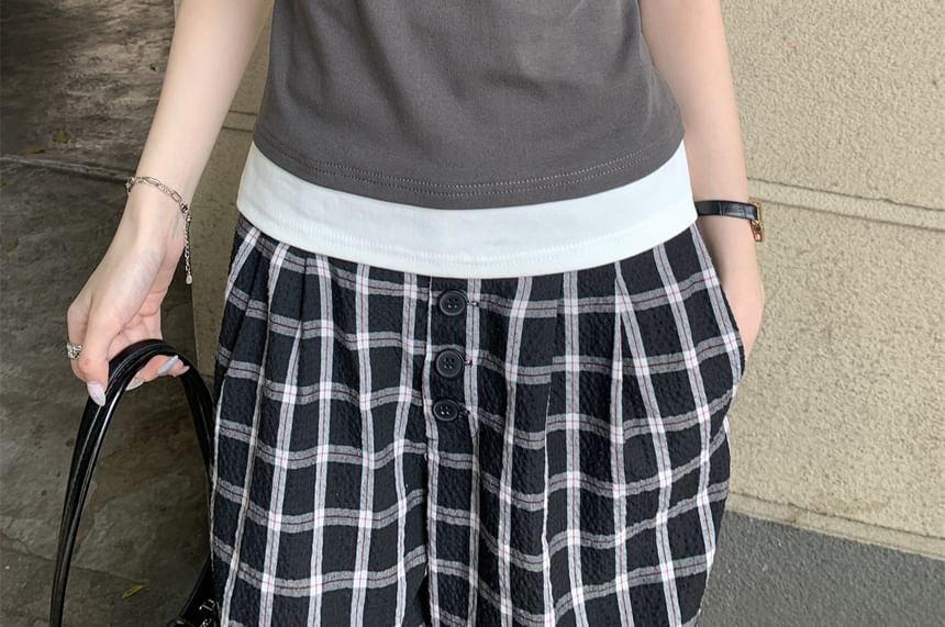 Faux Two-Piece Crewneck Stripe Tee