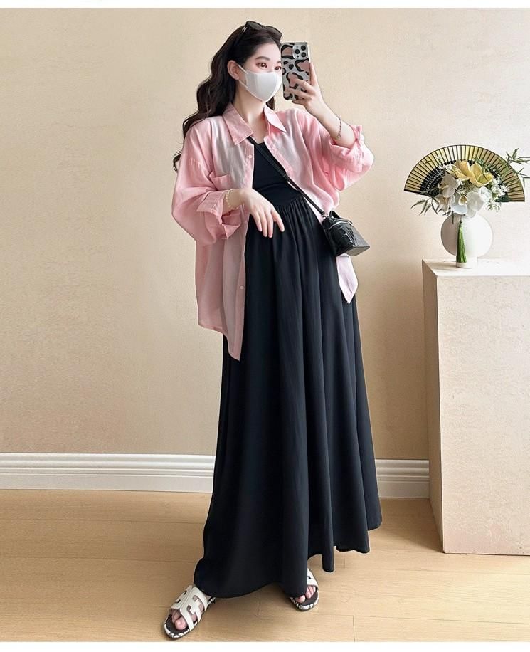Maternity Collared Shirt and A-Line Dress Set