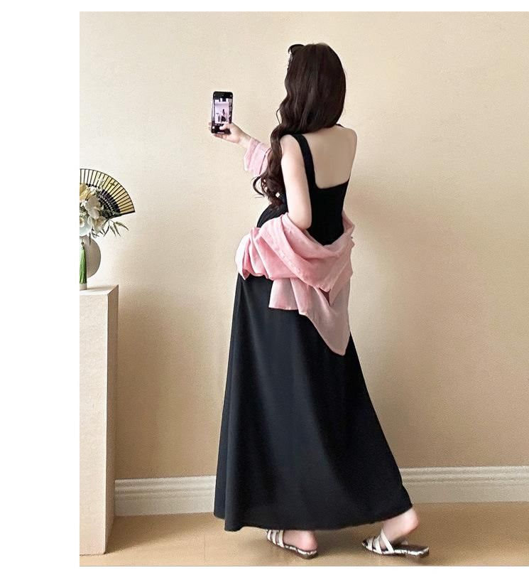 Maternity Collared Shirt and A-Line Dress Set