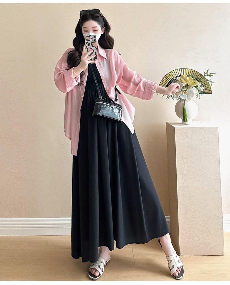 Maternity Collared Shirt and A-Line Dress Set