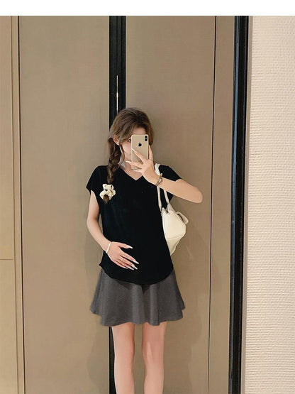 Maternity Cap Sleeve Tee with Mini Skort