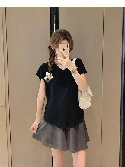 Maternity Cap Sleeve Tee with Mini Skort