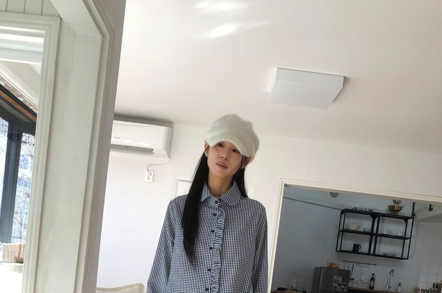 Gingham Peter Pan Collar Button Shirt