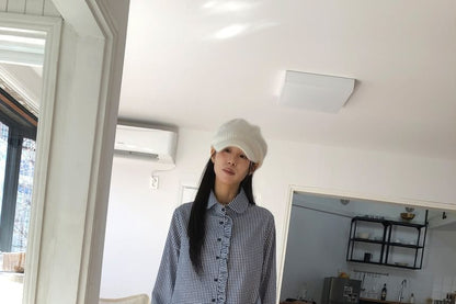 Gingham Peter Pan Collar Button Shirt
