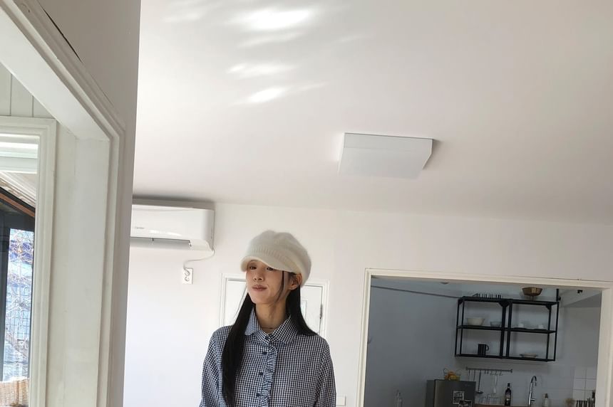 Gingham Peter Pan Collar Button Shirt