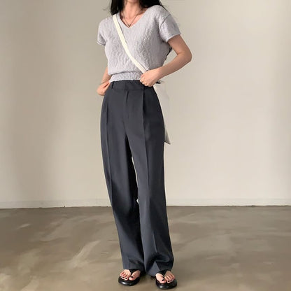 Cropped V-Neck Jersey Tee