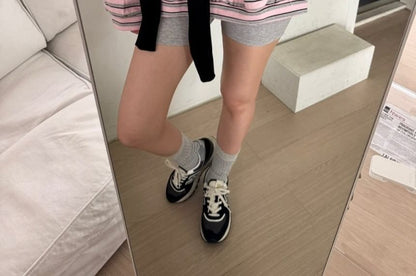 Striped Contrast Collar Half-Zip Pullover