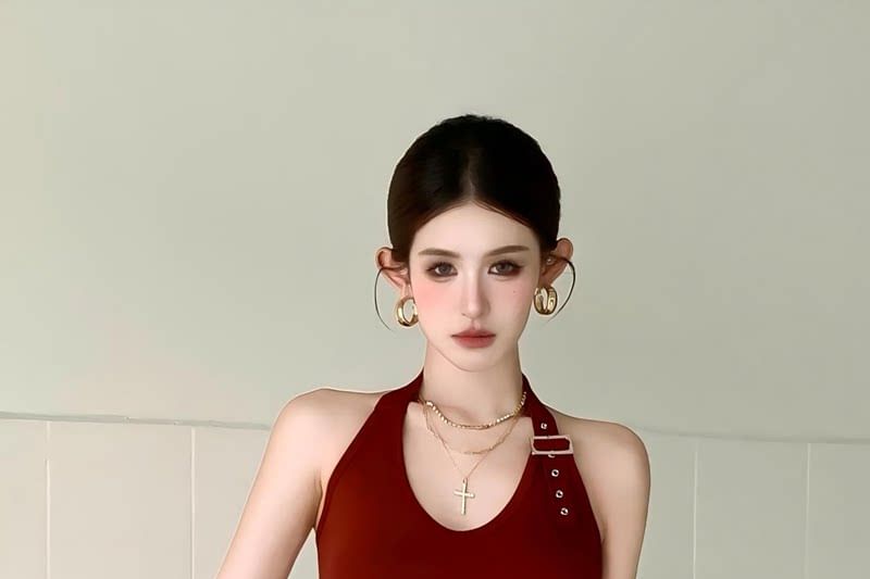 Buckled Halter Crop Top