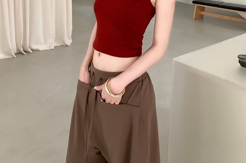 Buckled Halter Crop Top