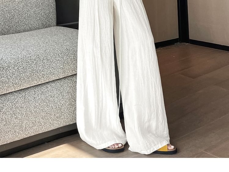 Set: High Waist Plain Wide Leg Pants + Wrap Skirt