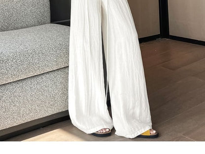 Set: High Waist Plain Wide Leg Pants + Wrap Skirt