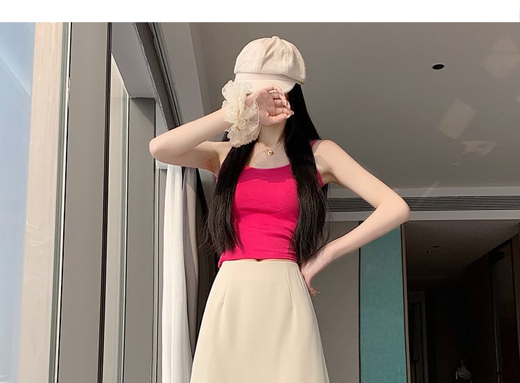 High Waist Plain Panel Mesh Maxi A-Line Skirt