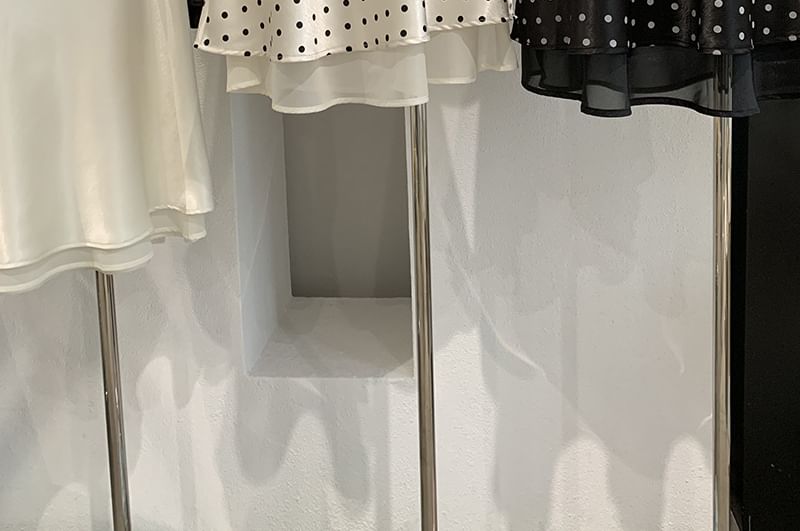 Mid Rise Polka Dot Satin A-Line Skirt
