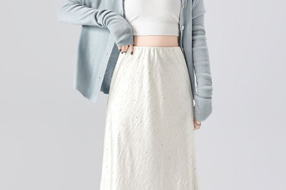 High Waist Rhinestone Mermaid Maxi Skirt