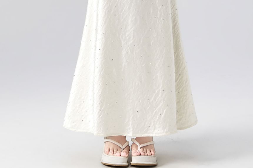 High Waist Rhinestone Mermaid Maxi Skirt
