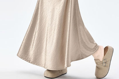 High Waist Rhinestone Mermaid Maxi Skirt