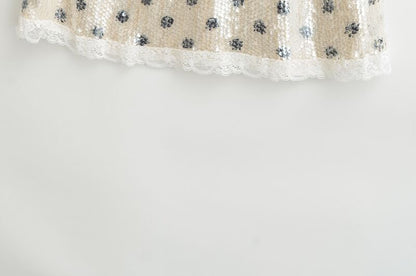 Mid Rise Sequined Dotted Mini A-Line Skirt