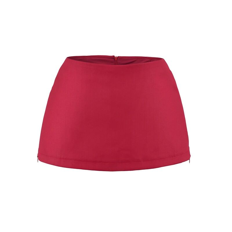 Mid Rise Plain Mini A-Line Skirt