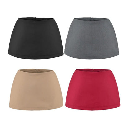 Mid Rise Plain Mini A-Line Skirt
