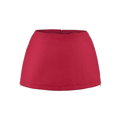 Mid Rise Plain Mini A-Line Skirt