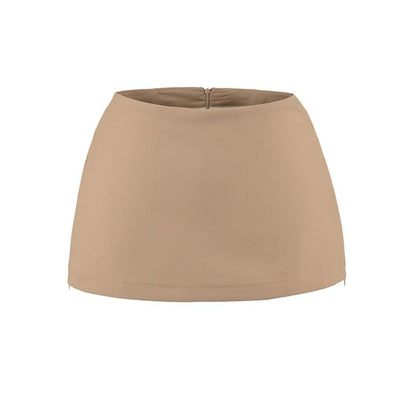 Mid Rise Plain Mini A-Line Skirt
