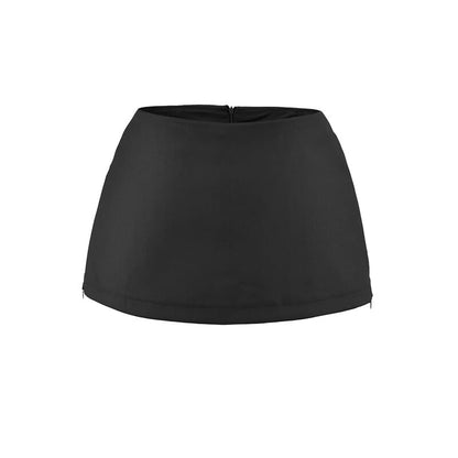 Mid Rise Plain Mini A-Line Skirt
