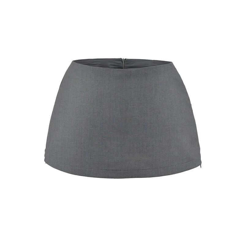 Mid Rise Plain Mini A-Line Skirt