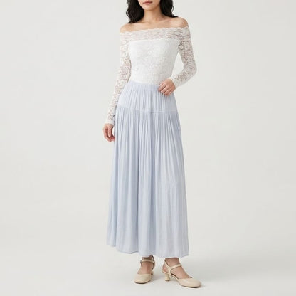 Pleated Flowy Maxi Skirt
