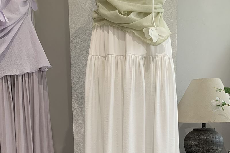 Pleated Flowy Maxi Skirt