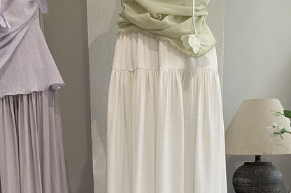 Pleated Flowy Maxi Skirt
