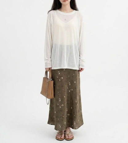 Jacquard Satin Maxi A-Line Skirt