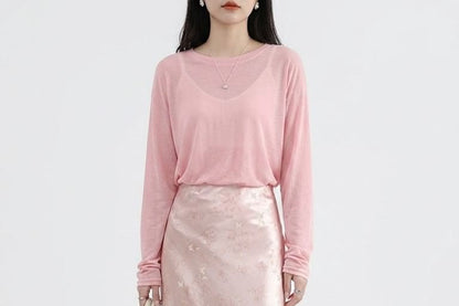 Jacquard Satin Maxi A-Line Skirt