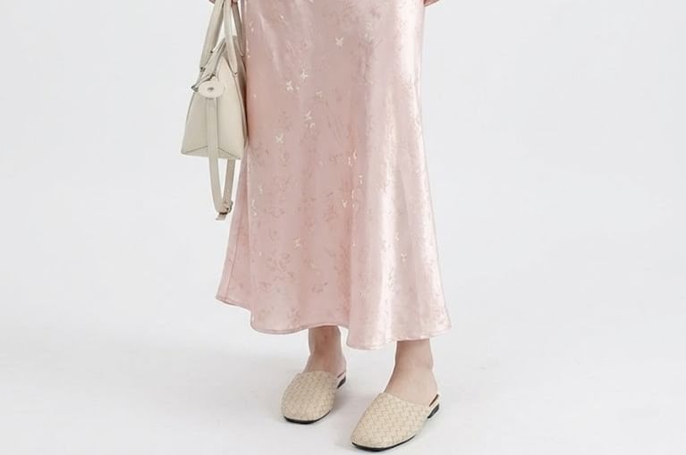 Jacquard Satin Maxi A-Line Skirt