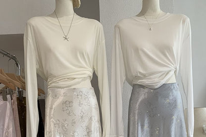 Jacquard Satin Maxi A-Line Skirt