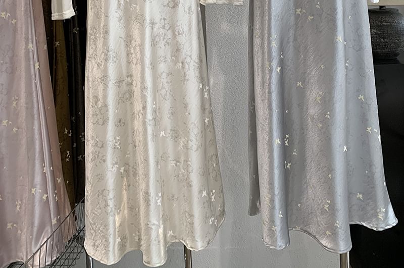 Jacquard Satin Maxi A-Line Skirt
