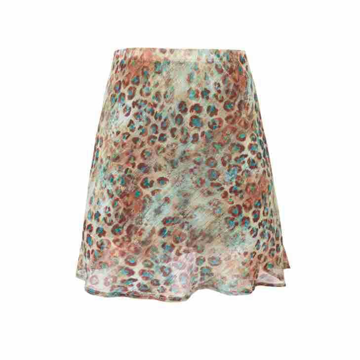 High waist Leopard Print Sheer Mini A-Line Skirt