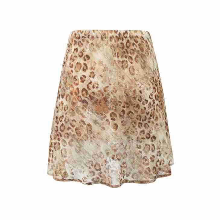 High waist Leopard Print Sheer Mini A-Line Skirt