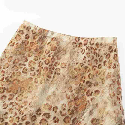 High waist Leopard Print Sheer Mini A-Line Skirt
