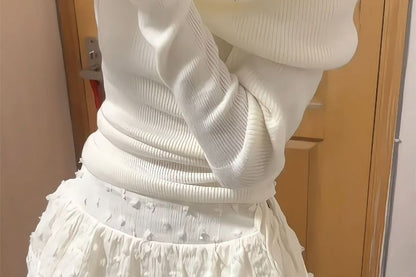 High Waist Plain Tiered Mini A-Line Skirt