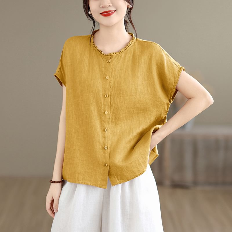 Crew Neck Short Sleeve Essential Blouse