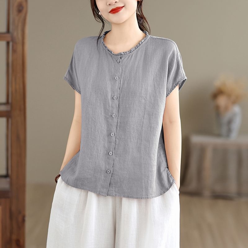 Crew Neck Short Sleeve Essential Blouse