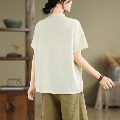 Short-Sleeve Henley Plain T-Shirt