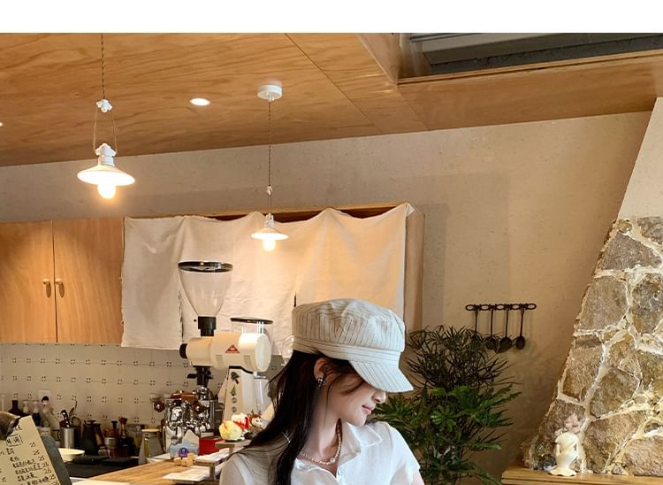 Short Sleeve Solid Crop Polo Shirt