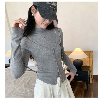 Cardigan Set: Button-Front with Mock Neck Camisole