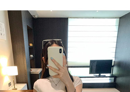 Mock Neck Cap Sleeve Solid Cropped Top