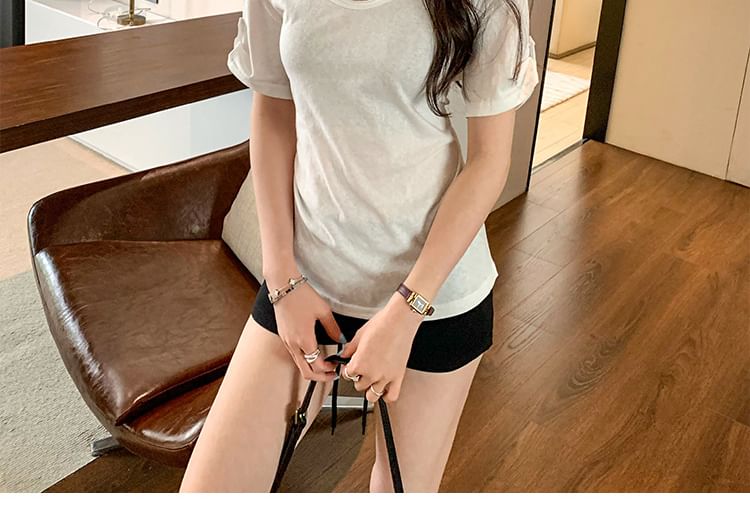 U-Neck Short Sleeve Solid Basic Top